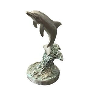 VINTAGE SEDLOW MASTERWORK PEWTER JUMPING DOLPHIN FIGURE (MWFP) 1993